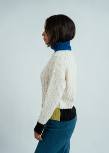 Dr. Bloom Ivory Jazzy Cable TNeck Sweater