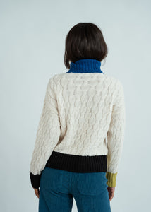 Dr. Bloom Ivory Jazzy Cable TNeck Sweater