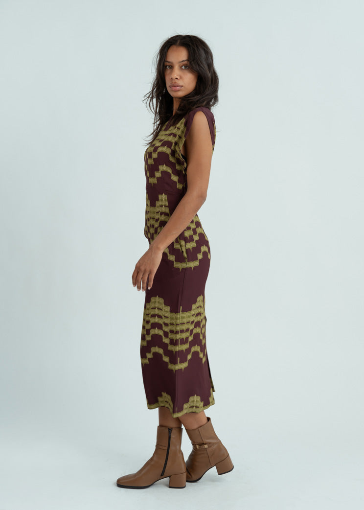 Odeeh Goldolive Geo Print Dress