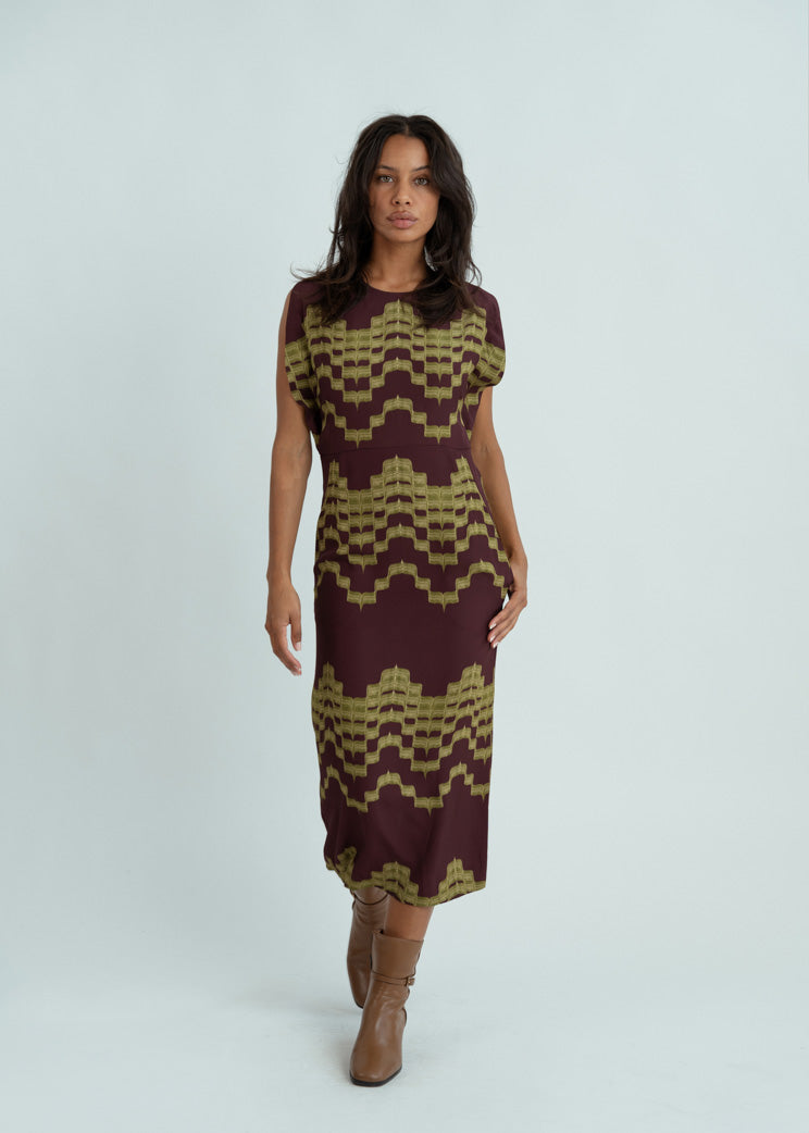 Odeeh Goldolive Geo Print Dress