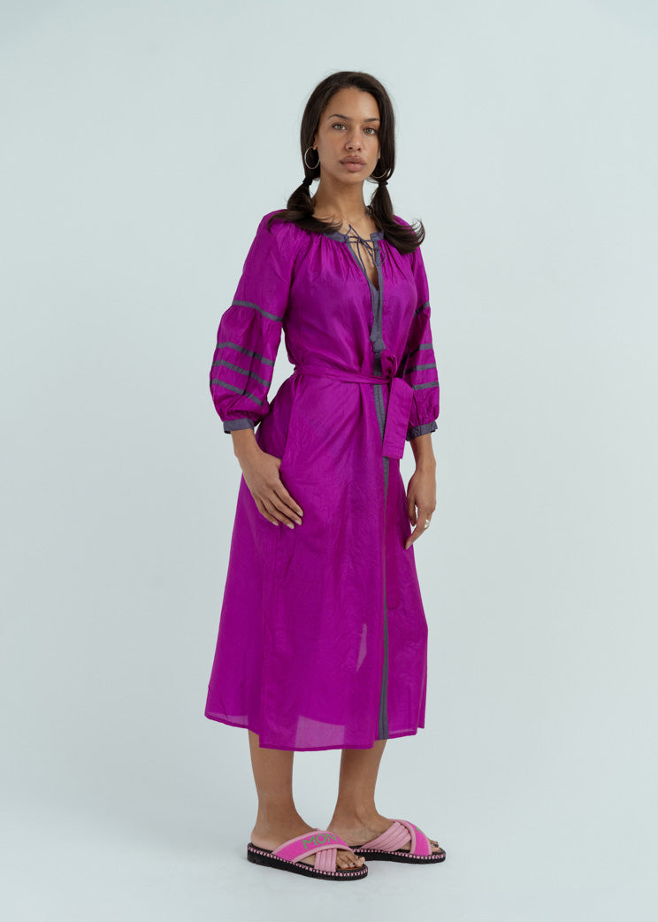 Anandi Joshi Magenta Silk Peasant Dress – Baby & Company Anandi Joshi Magenta Silk Peasant Dress – Baby & Company