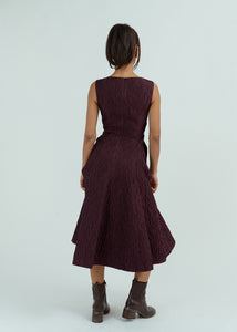 Nora Noh Burgundy Jacquard Dress