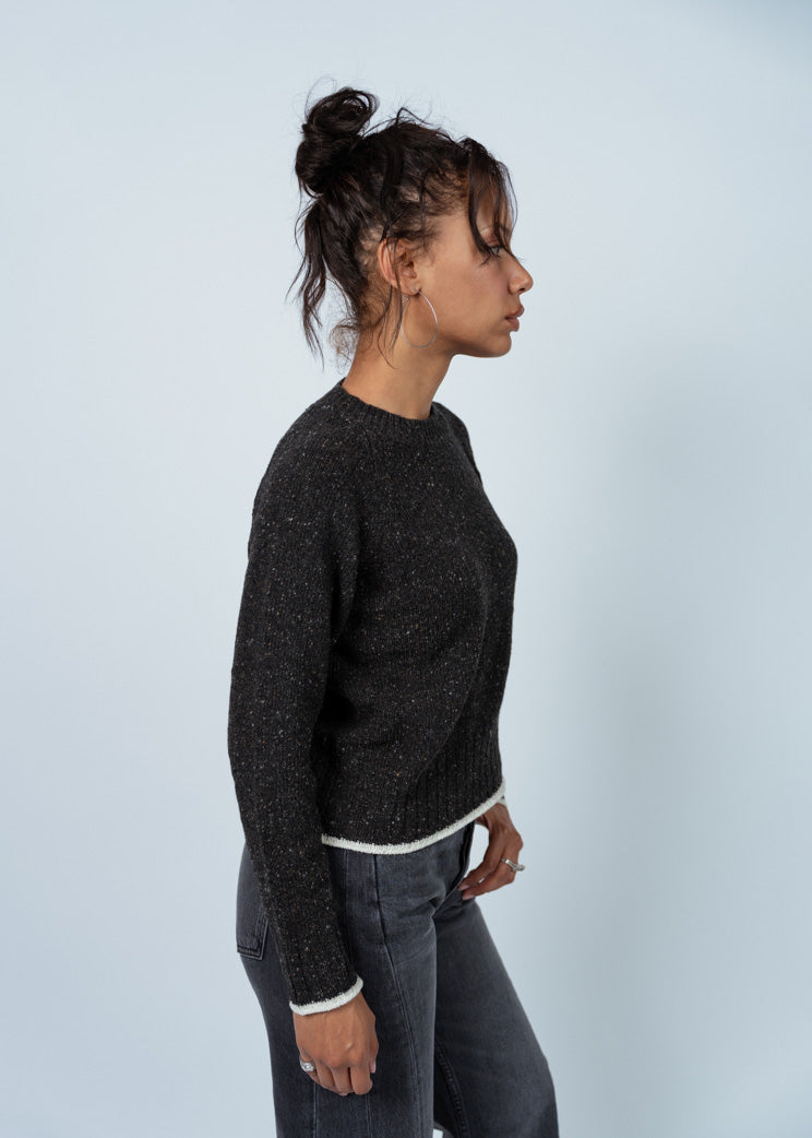 MJ Watson Charcoal/Natural Round Neck Pullover
