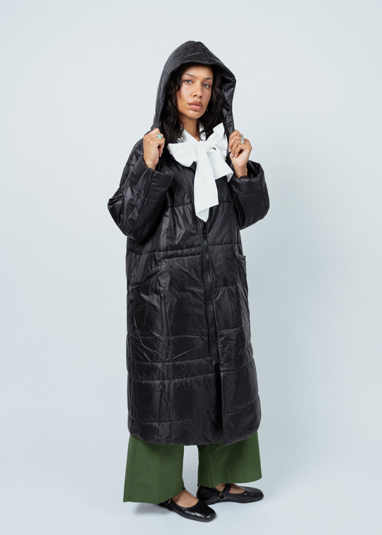 Antipast Black Nylon Long Coat