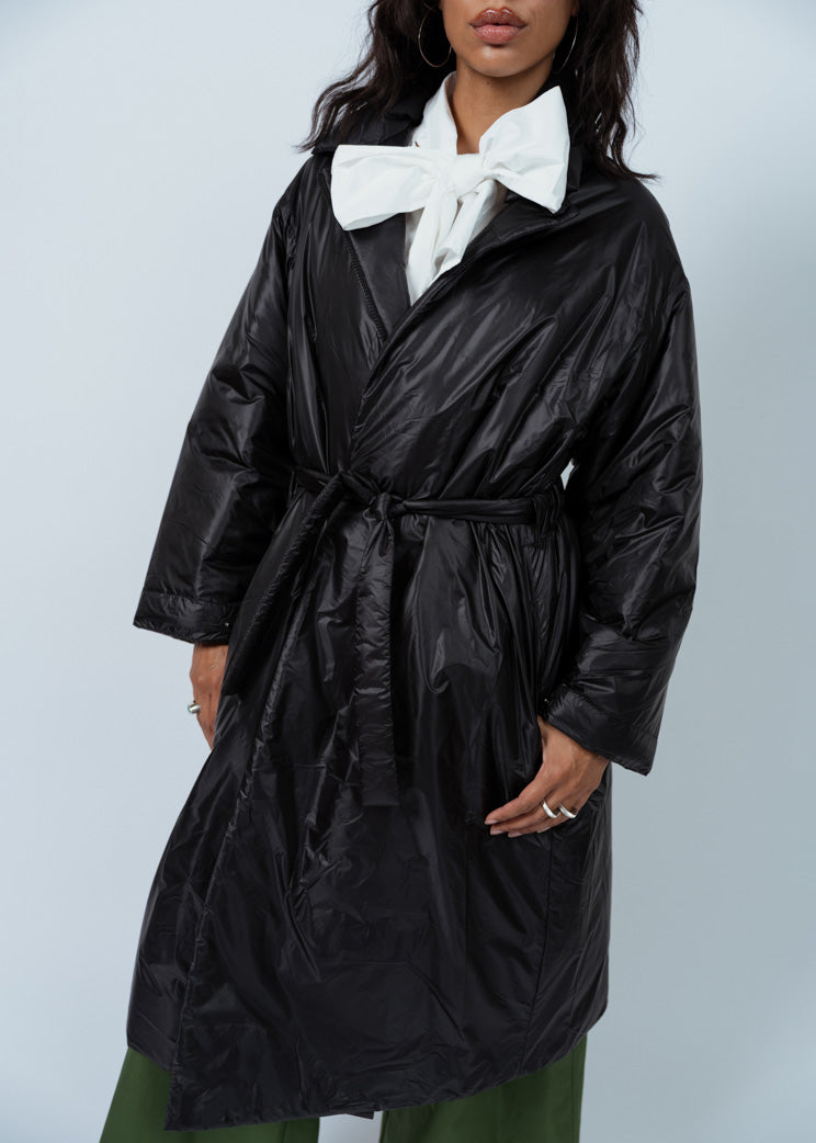 Antipast Black Nylon Long Coat