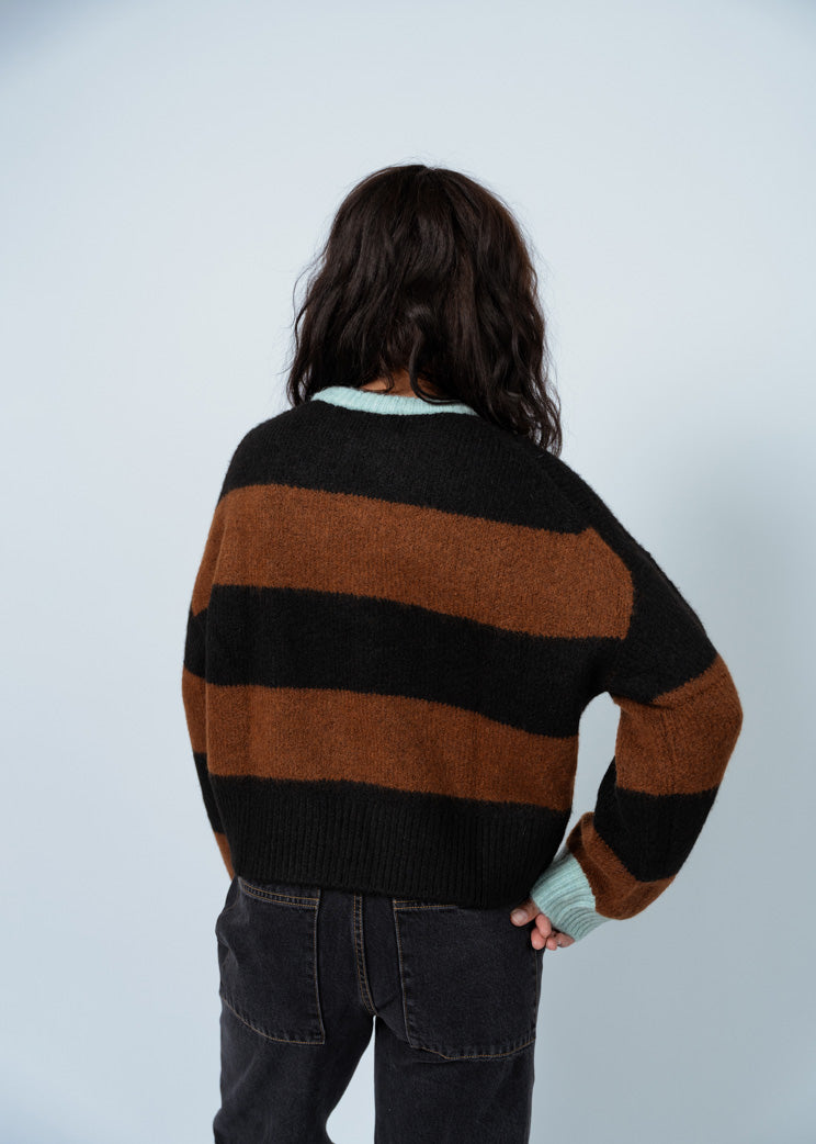 No. 6 Stripe Henry Crewneck Sweater
