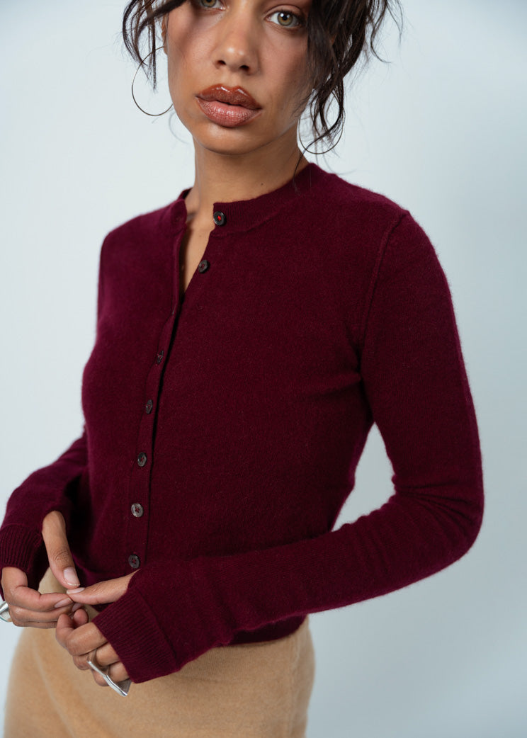 Brazeau Tricot Bordeaux Mini Royal Cardigan