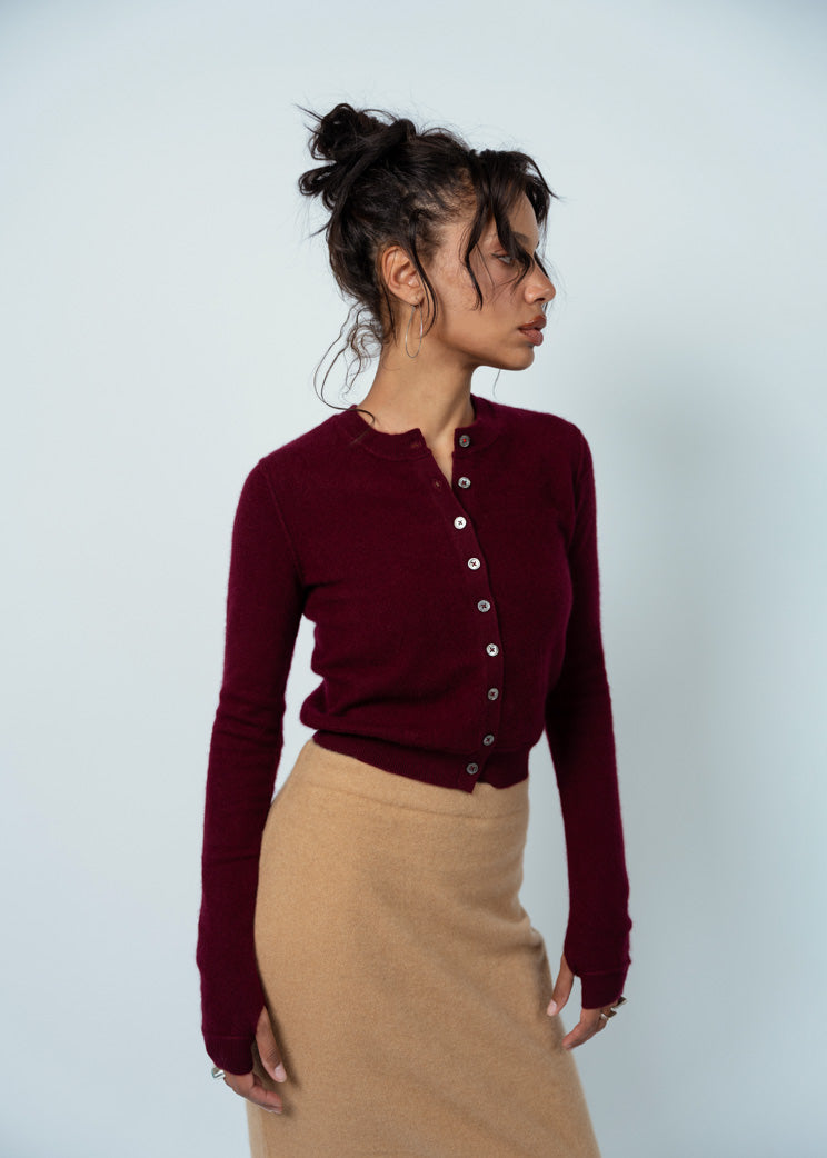Brazeau Tricot Bordeaux Mini Royal Cardigan