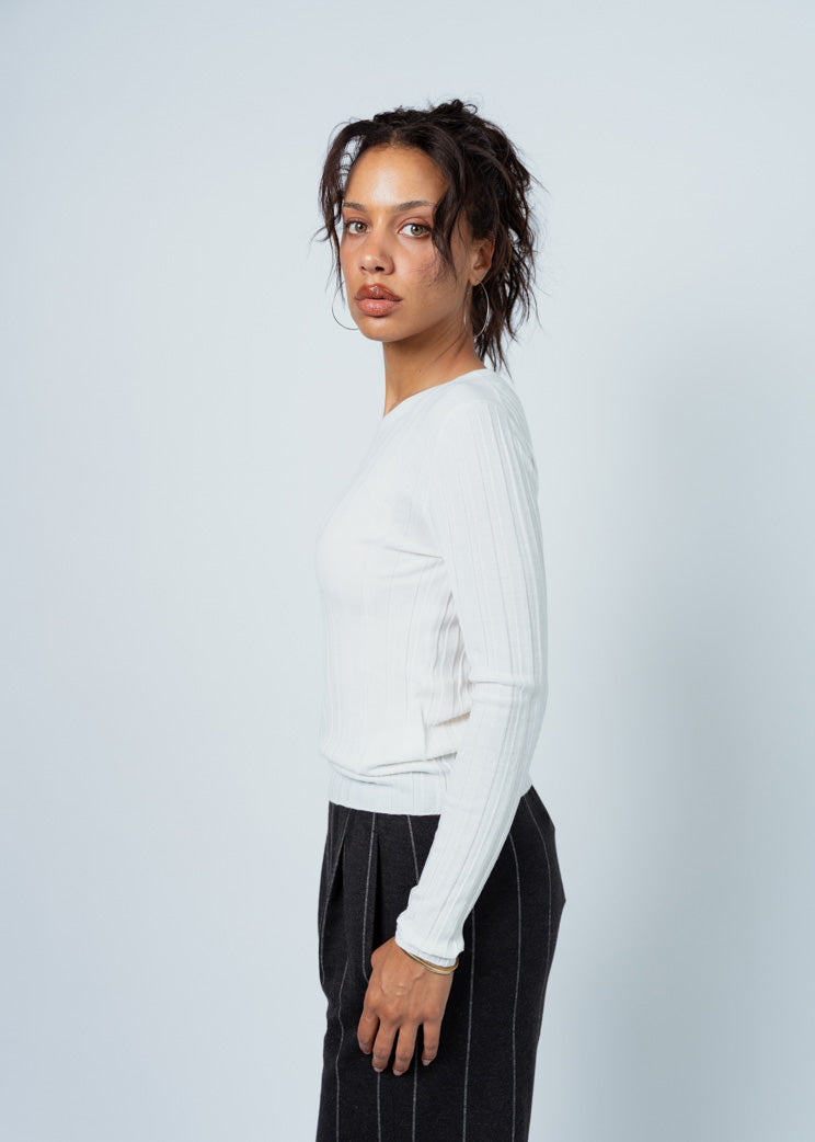 Allude Fleur De Sel Wide Rib Wool Sweater