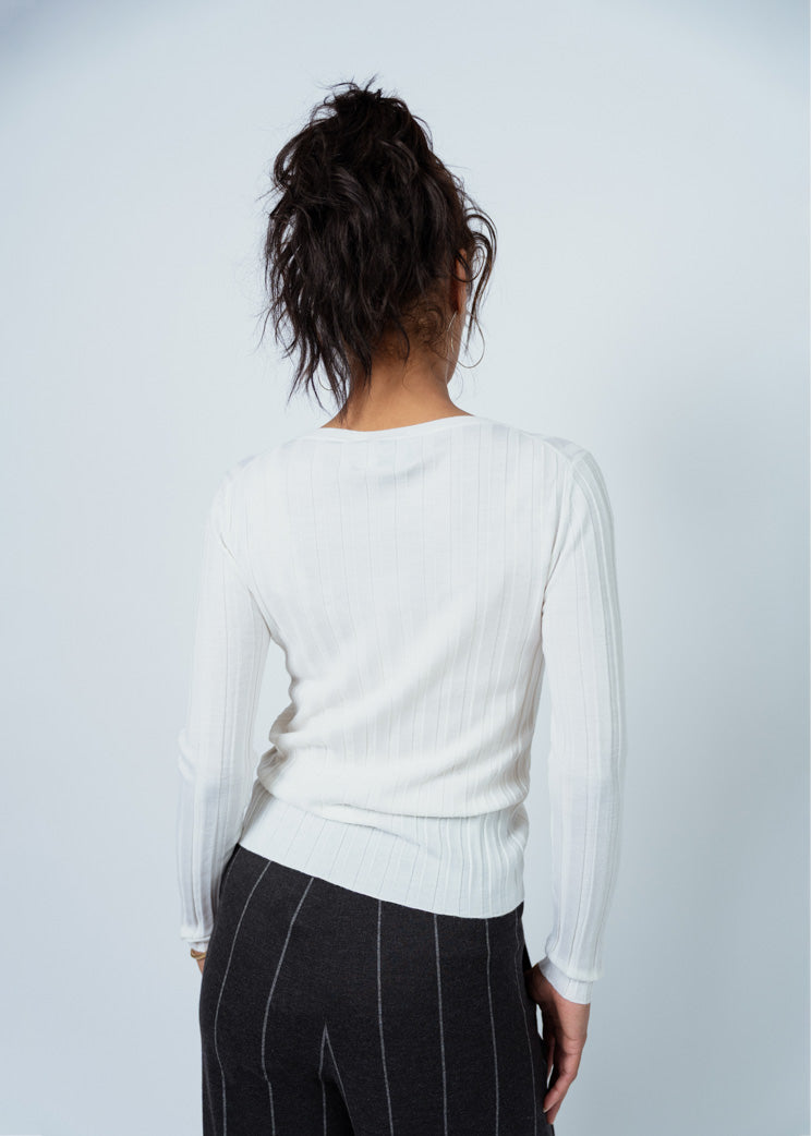 Allude Fleur De Sel Wide Rib Wool Sweater