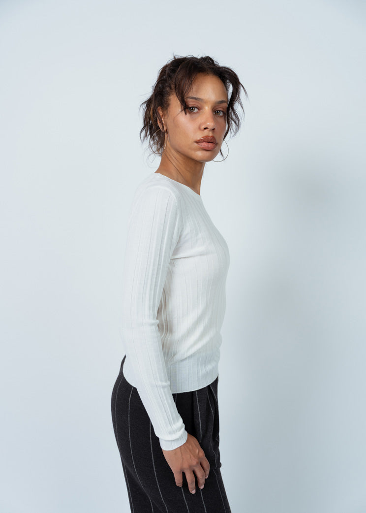 Allude Fleur De Sel Wide Rib Wool Sweater