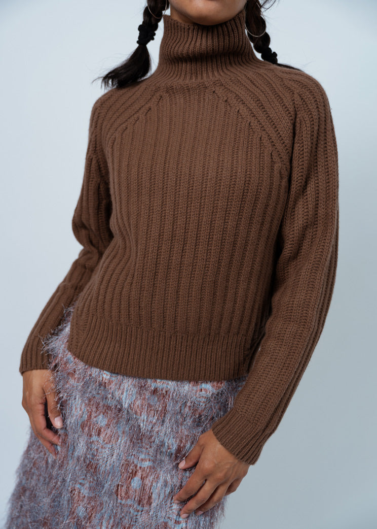 Allude Gingerbread Cashmere Mockneck Sweater