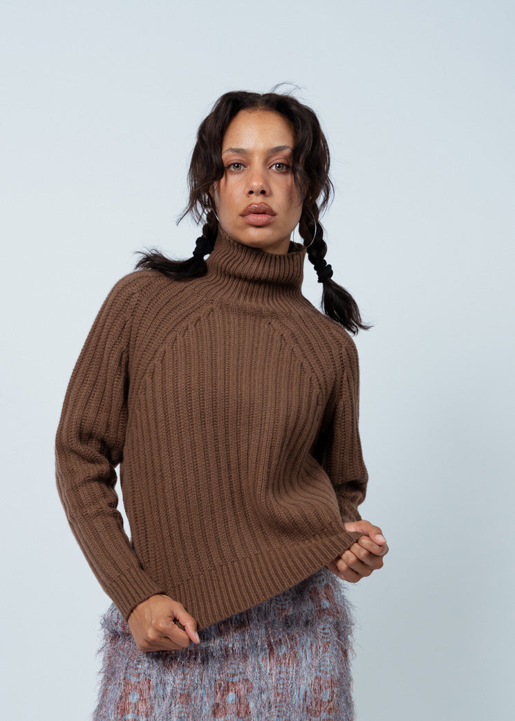 Allude Gingerbread Cashmere Mockneck Sweater
