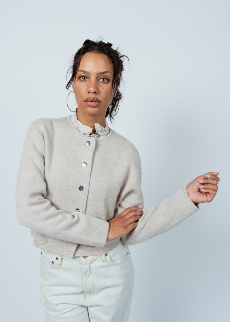 Allude Fleur De Sel Cashmere Snap Sweater Jacket