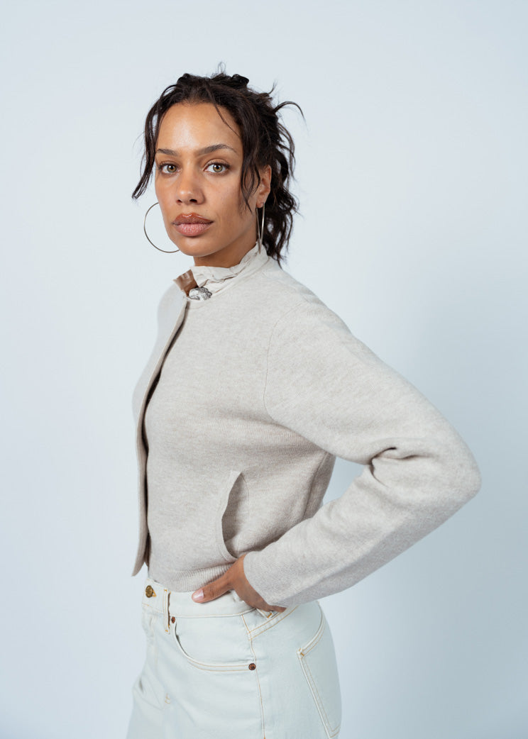 Allude Fleur De Sel Cashmere Snap Sweater Jacket