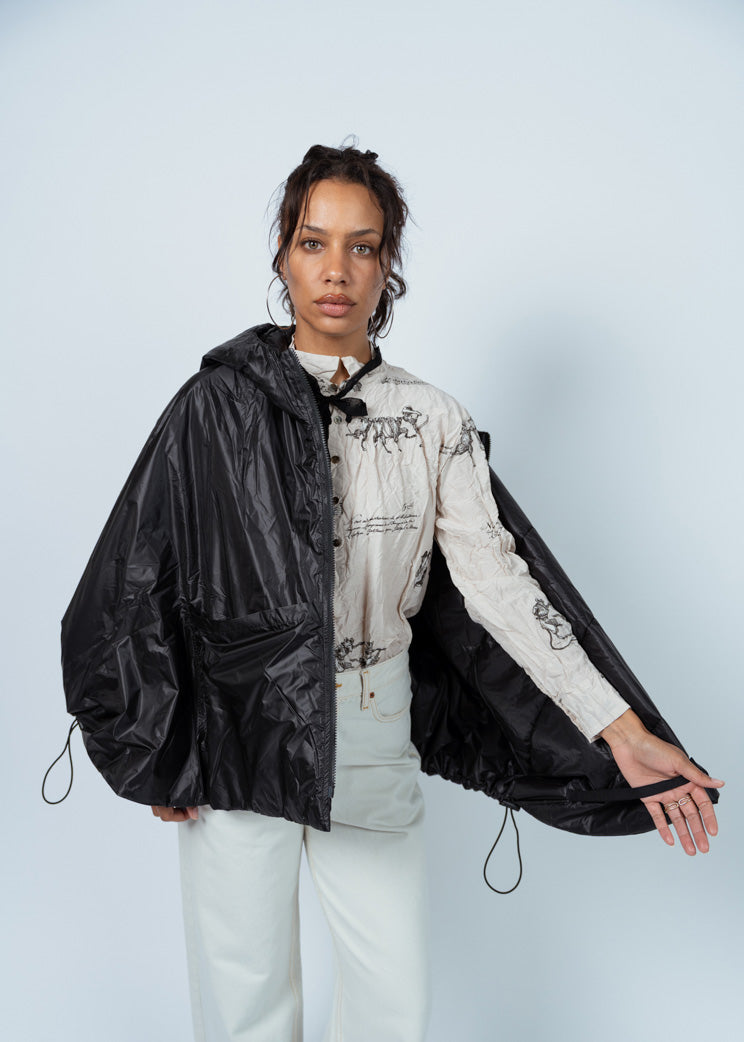 Antipast Black Nylon Poncho Jacket