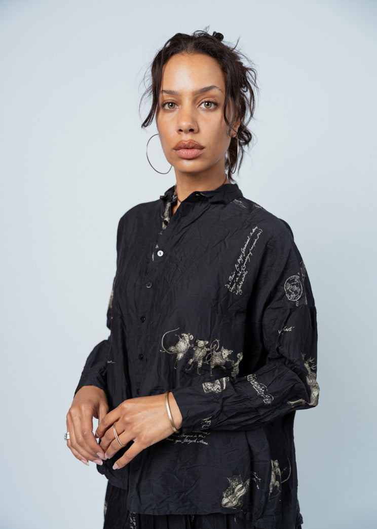 Pas De Calais Black Animal Concert Blouse