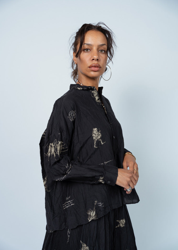 Pas De Calais Black Animal Concert Blouse