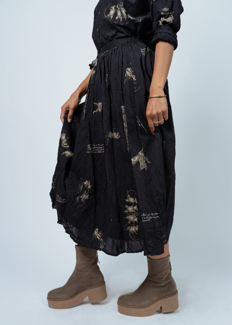 Pas De Calais Black Animal Concert Skirt