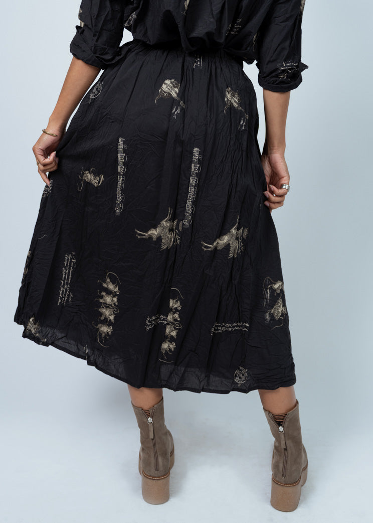 Pas De Calais Black Animal Concert Skirt