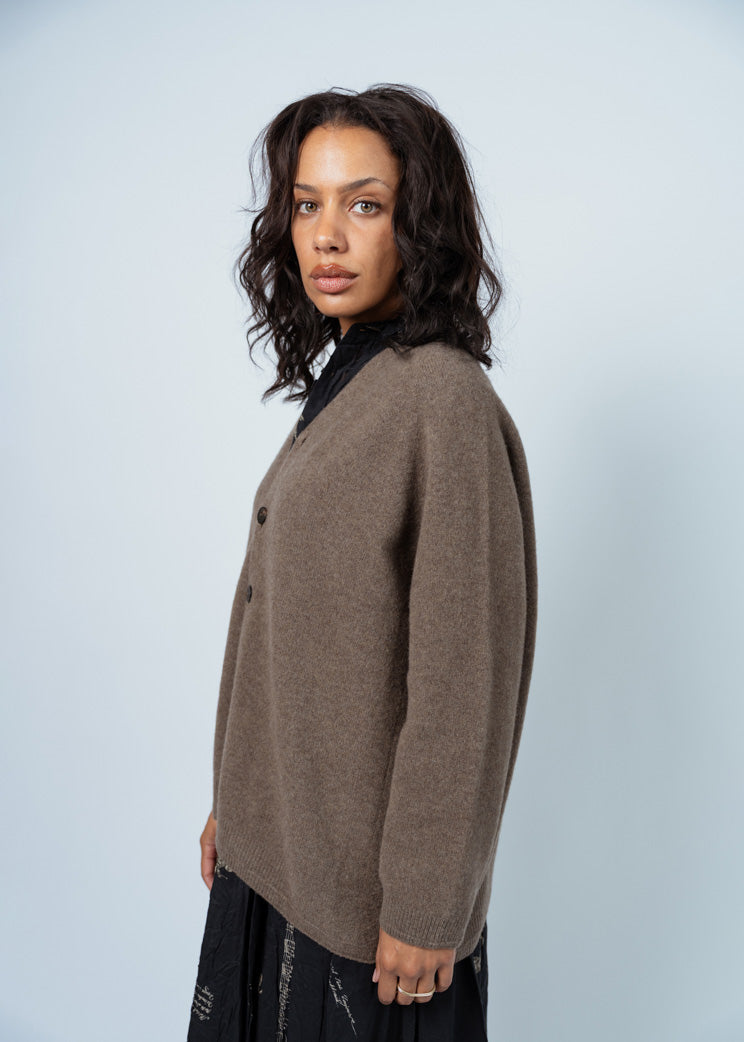 Pas De Calais Brown Fine Wool Cardigan