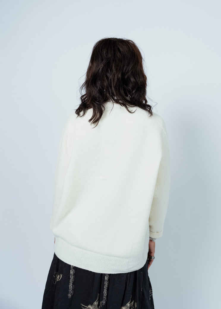 Pas De Calais Ivory Fine Wool Cardigan