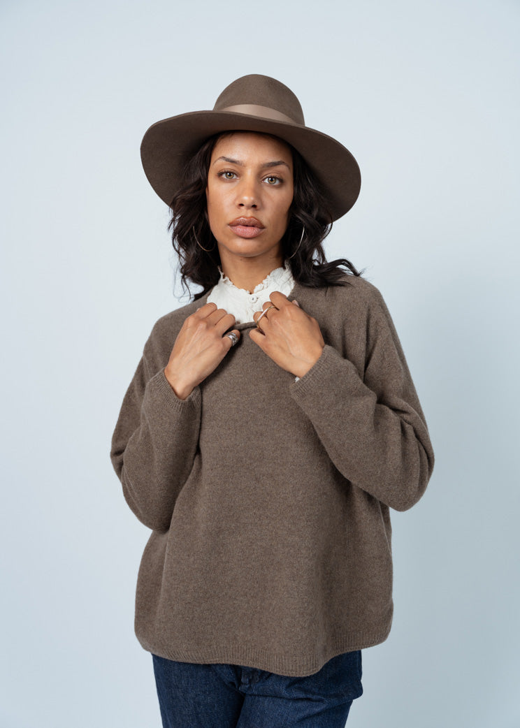 Pas De Calais Brown Fine Wool Crewneck Pullover