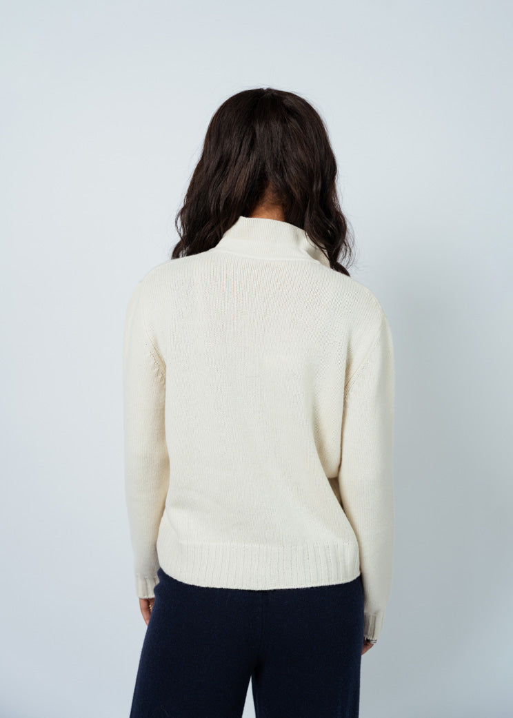 MJ Watson Natural Button Front Collar Cardigan