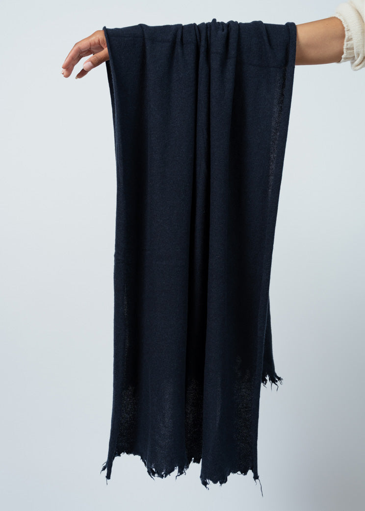 MJ Watson Navy Fringe Scarf