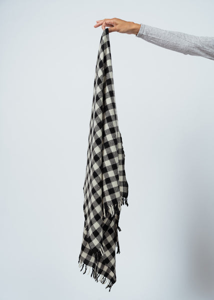 Pas De Calais Black Block Check Cashmere Scarf – Baby & Company