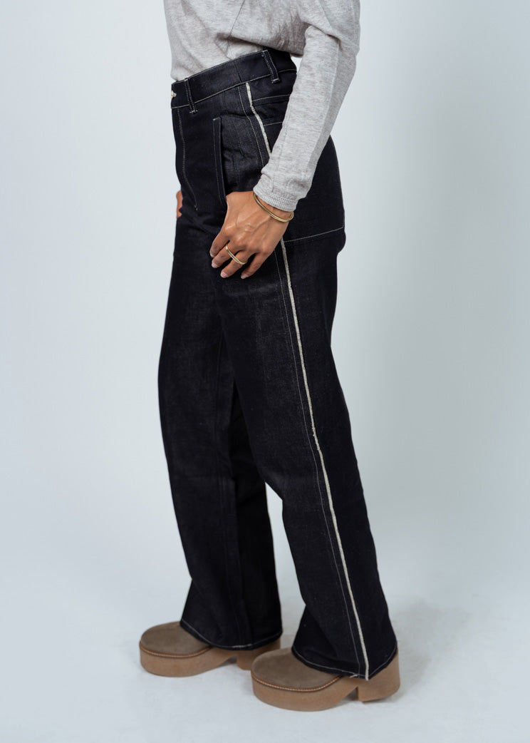 Antipast Indigo Cotton Linen Woven Trouser
