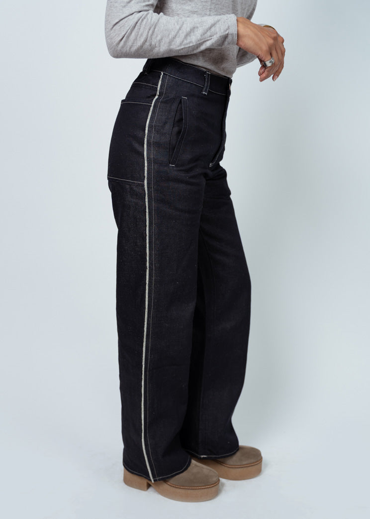 Antipast Indigo Cotton Linen Woven Trouser