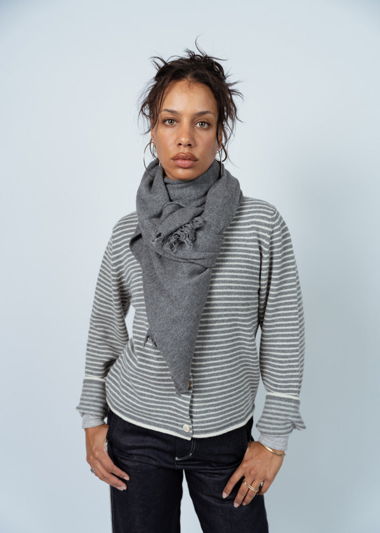 MJ Watson Grey Fringe Scarf