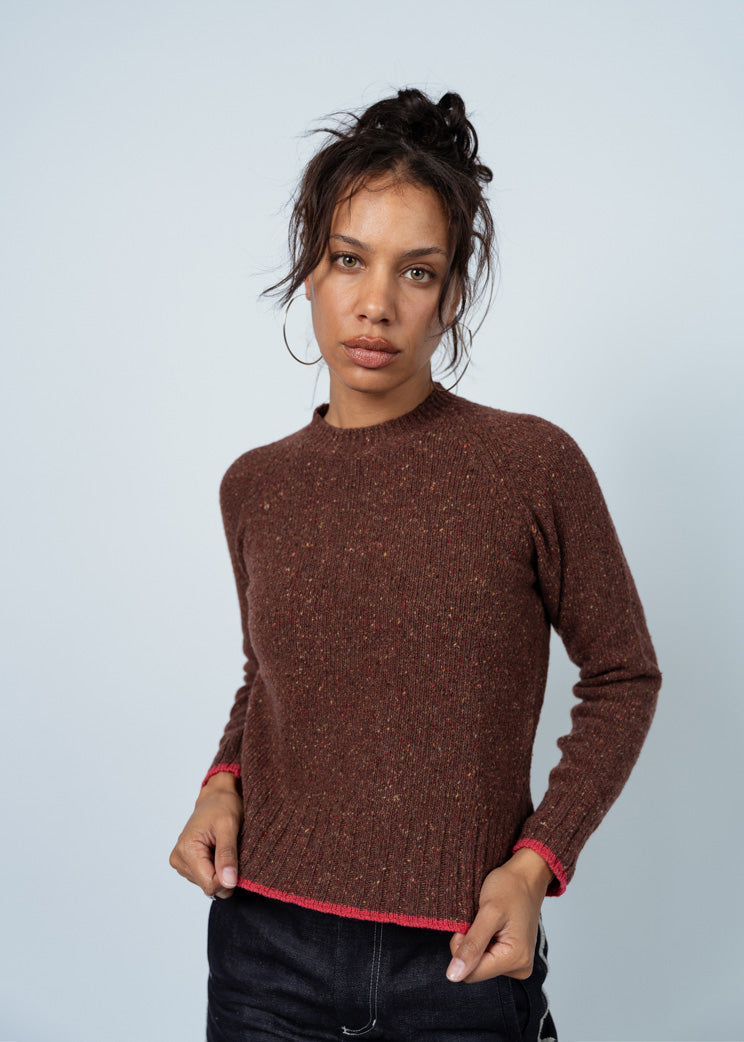 MJ Watson Henna/Pink Round Neck Pullover