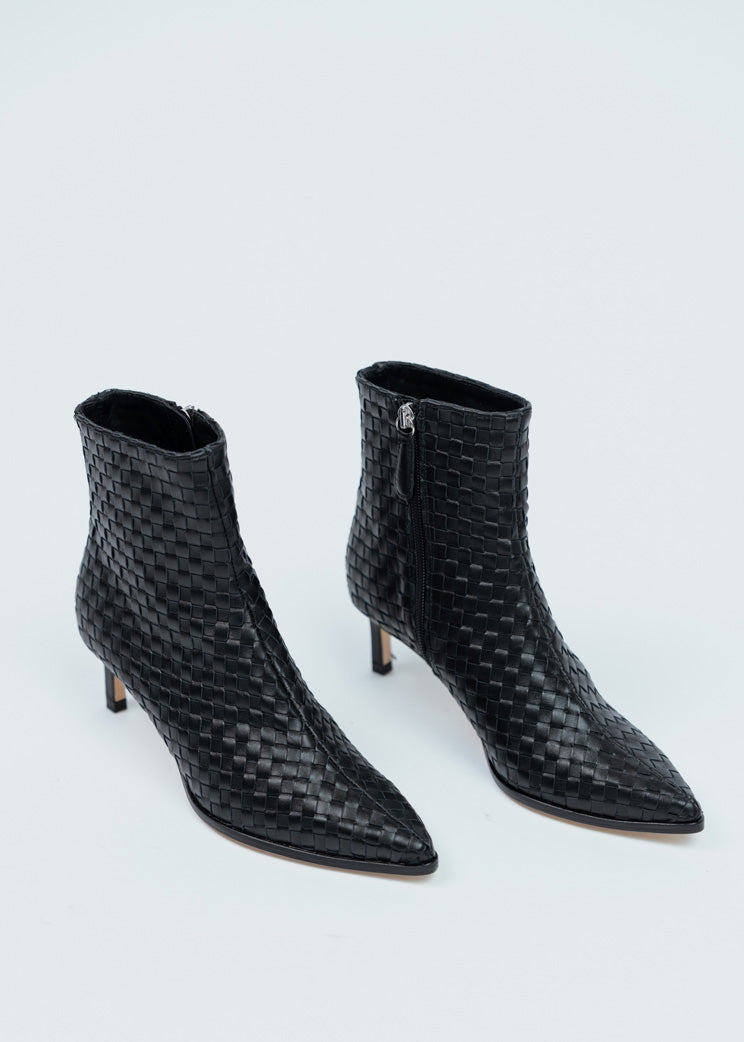 Freda Salvador Black Heidi Woven Ankle Boot