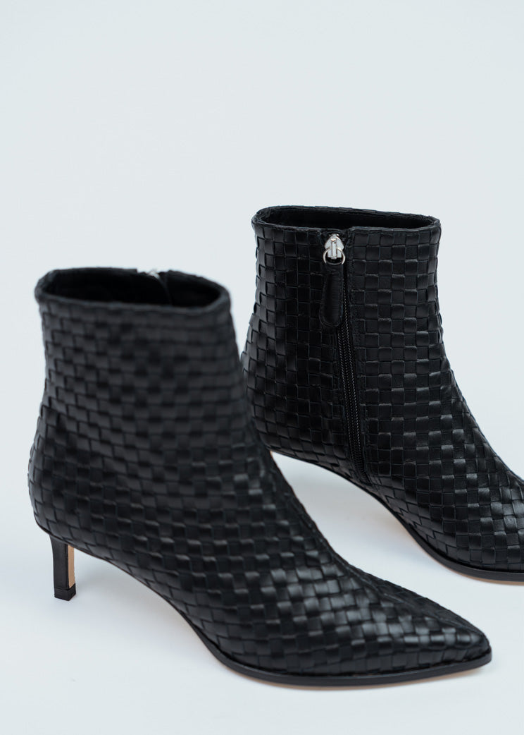 Freda Salvador Black Heidi Woven Ankle Boot