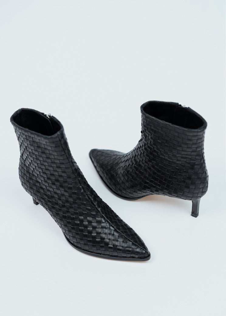 Freda Salvador Black Heidi Woven Ankle Boot