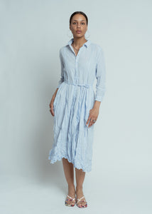 Pas De Calais Saxe Blue Washed Cotton Crinkle Dress  Baby & Company