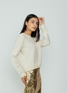 Allude Sequin Cashmere Crew Sweater