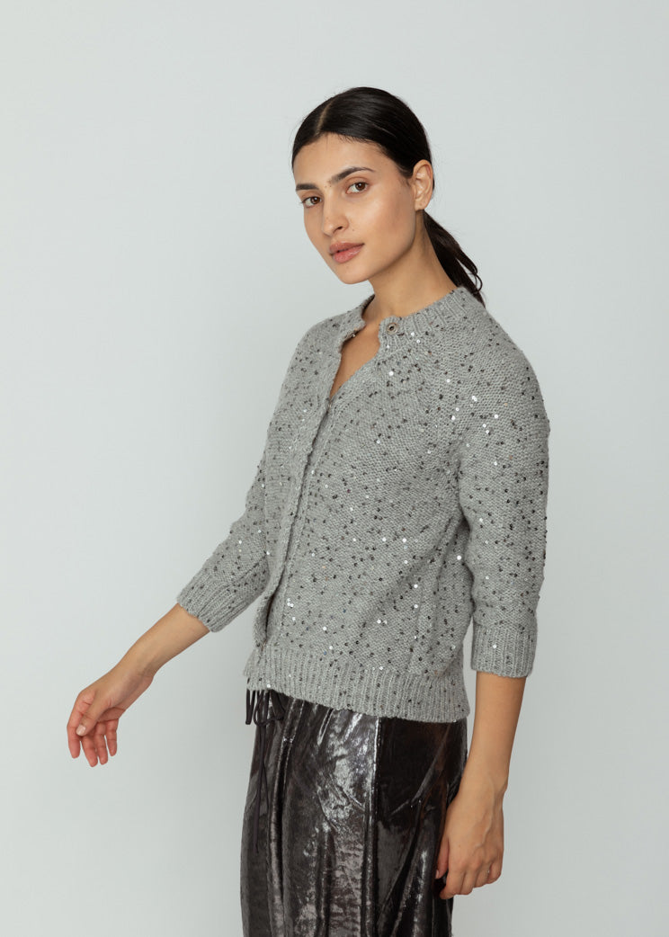 MJ Watson Grey Sparkly Wool Cardigan