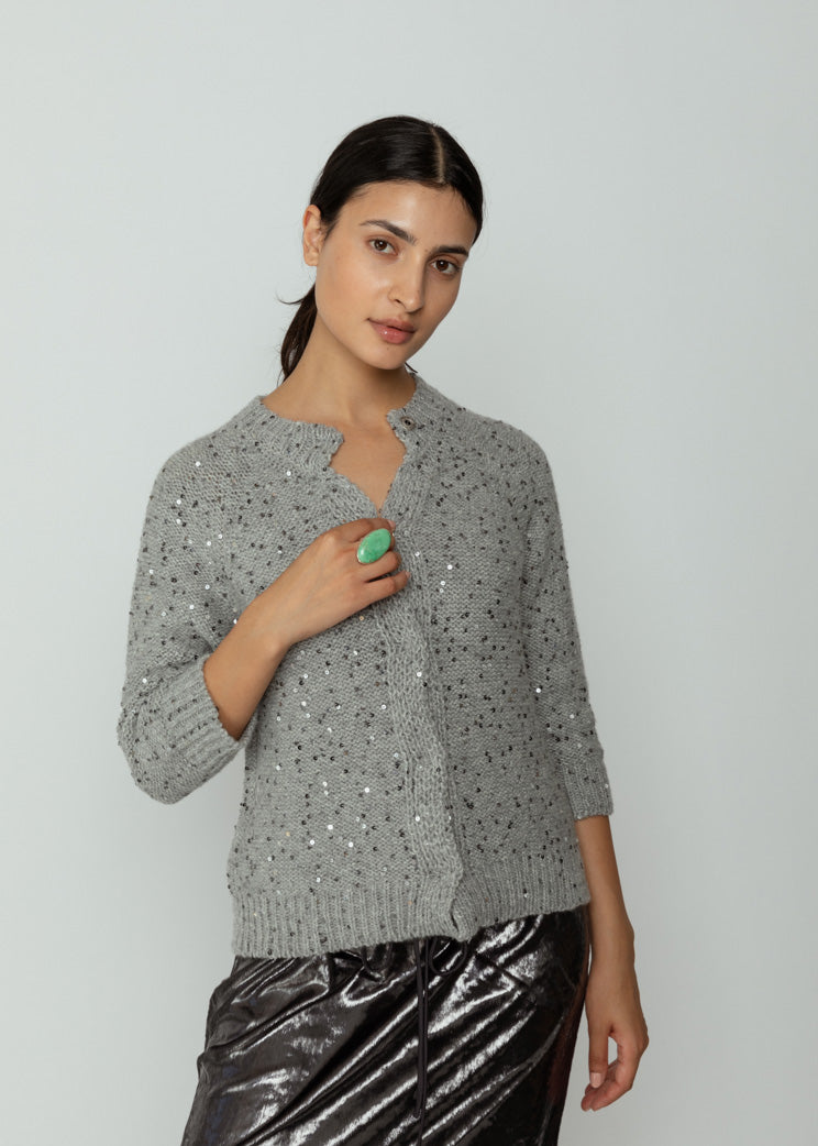 MJ Watson Grey Sparkly Wool Cardigan