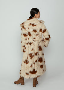 OOFWear Cow Print Eco Fur Long Coat