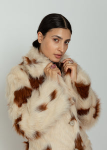 OOFWear Cow Print Eco Fur Long Coat