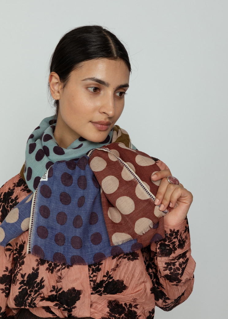 Epice Prune Wool and Silk Dot Stole