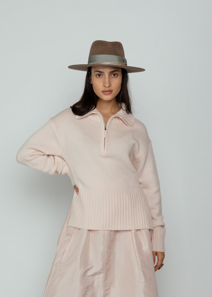 Allude Delicate Wool Cashmere Troyer Sweater