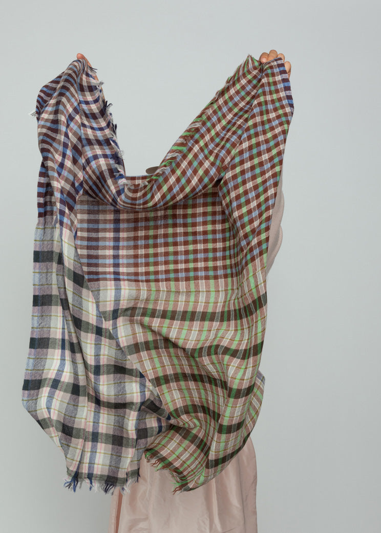 Epice Charcoal Checked Square Scarf