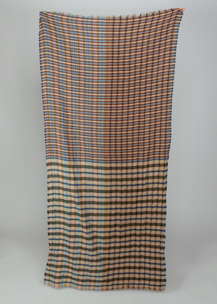 Epice Brown Check Wool Shawl