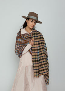 Epice Brown Check Wool Shawl