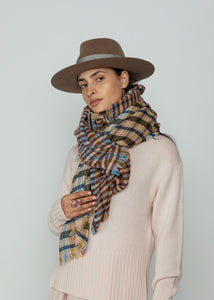 Epice Brown Check Wool Shawl