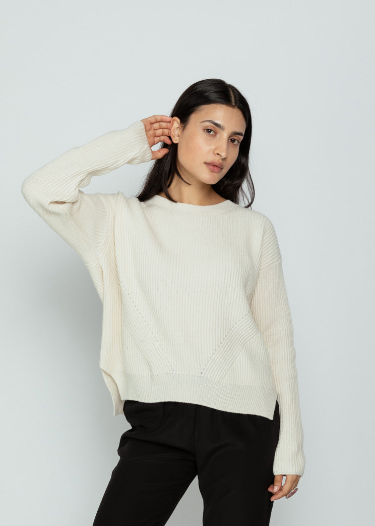 Eolas Cream Brina Bow Sweater